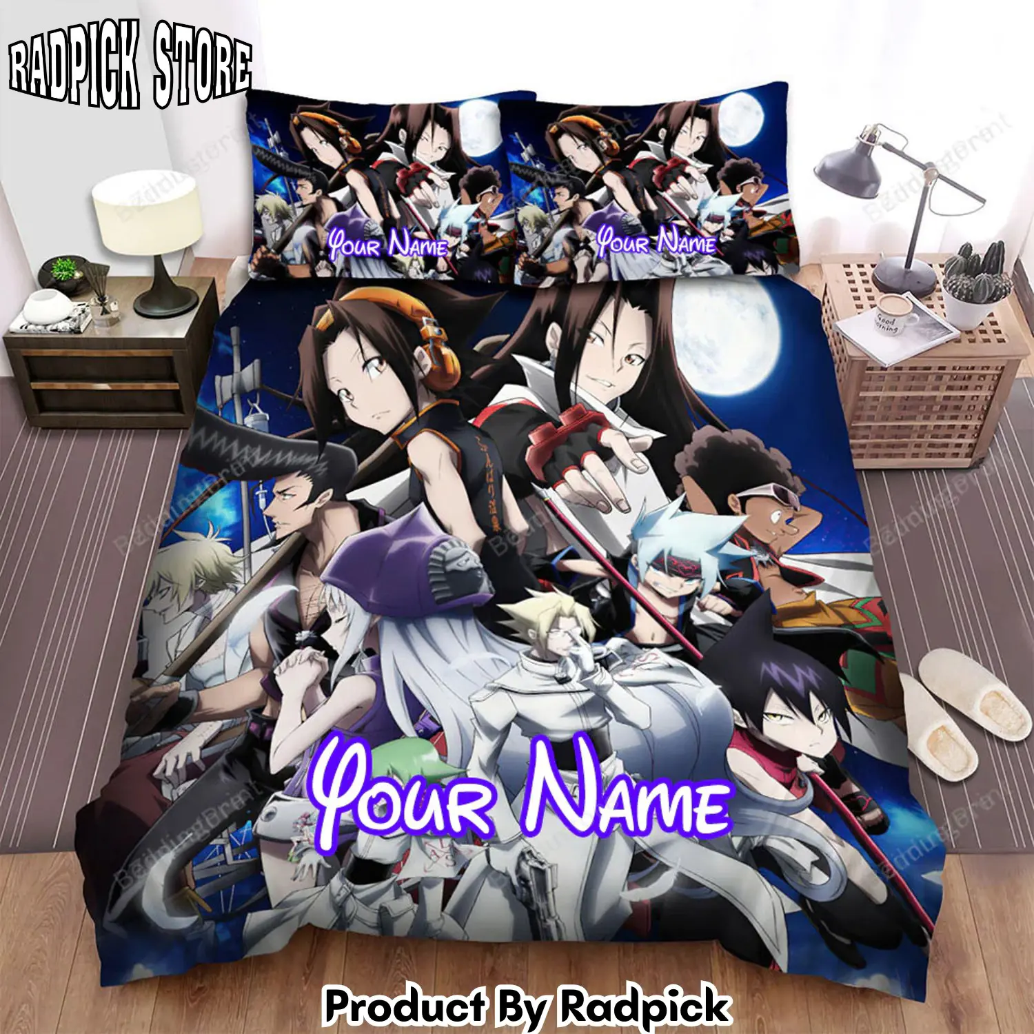 Radpick shaman king anime the shaman fights poster bed sheets spread duvet cover personalized name bedding sets rp3272368